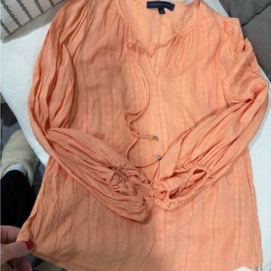 Tommy Hilfiger Coral Blouse with Ruched Sleeves